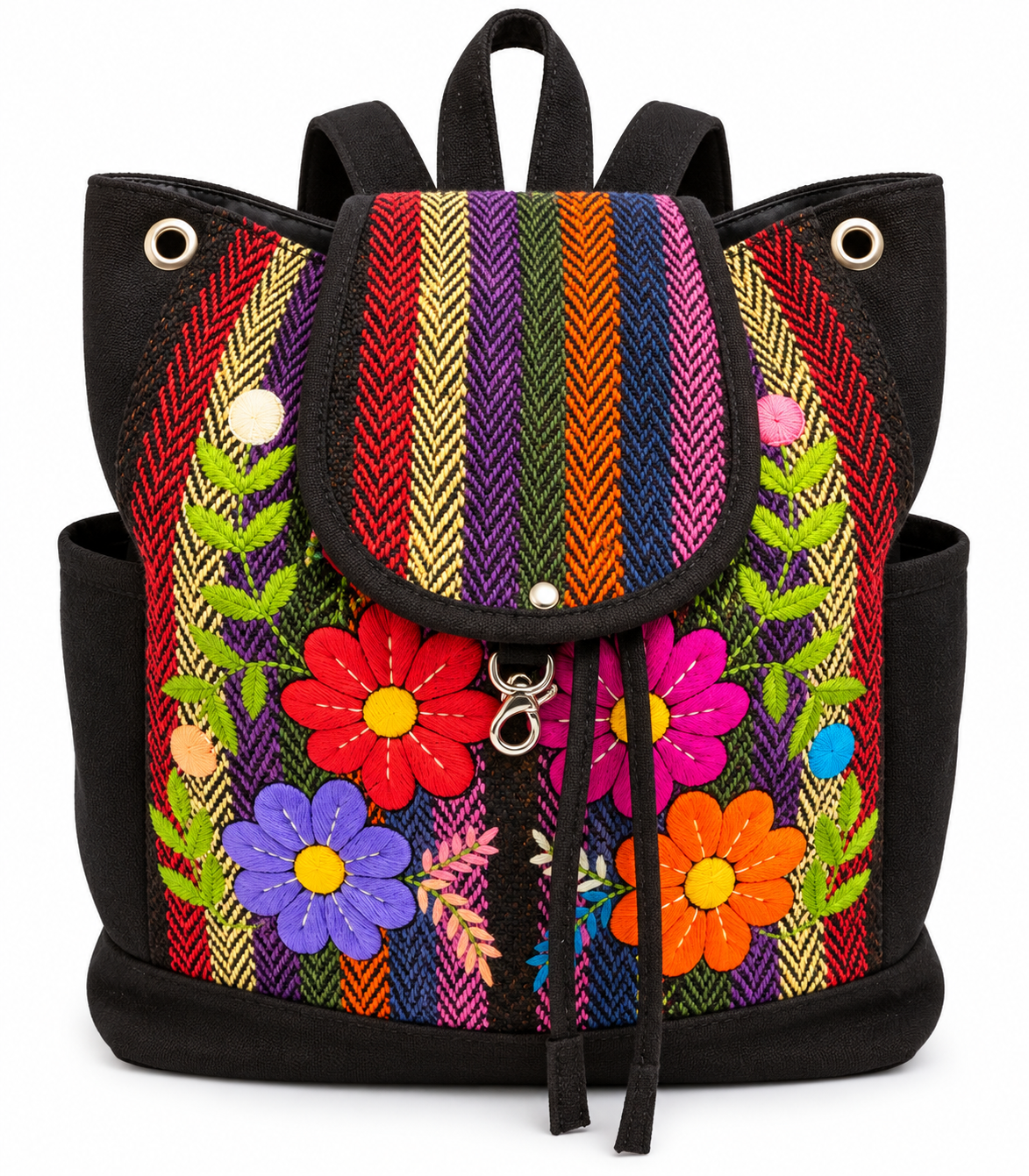 Andean Bloom Embroidered Backpack – Handmade in Peru 🇵🇪
