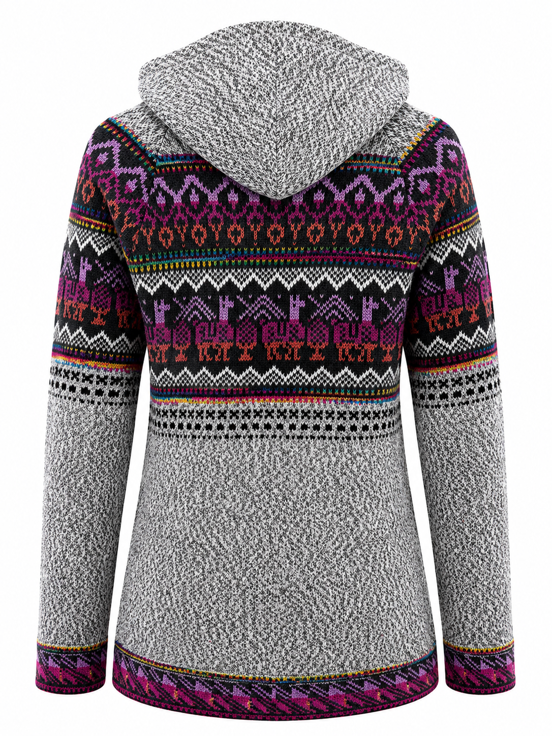 Andean Orchid Alpaca Hooded Sweater Gray