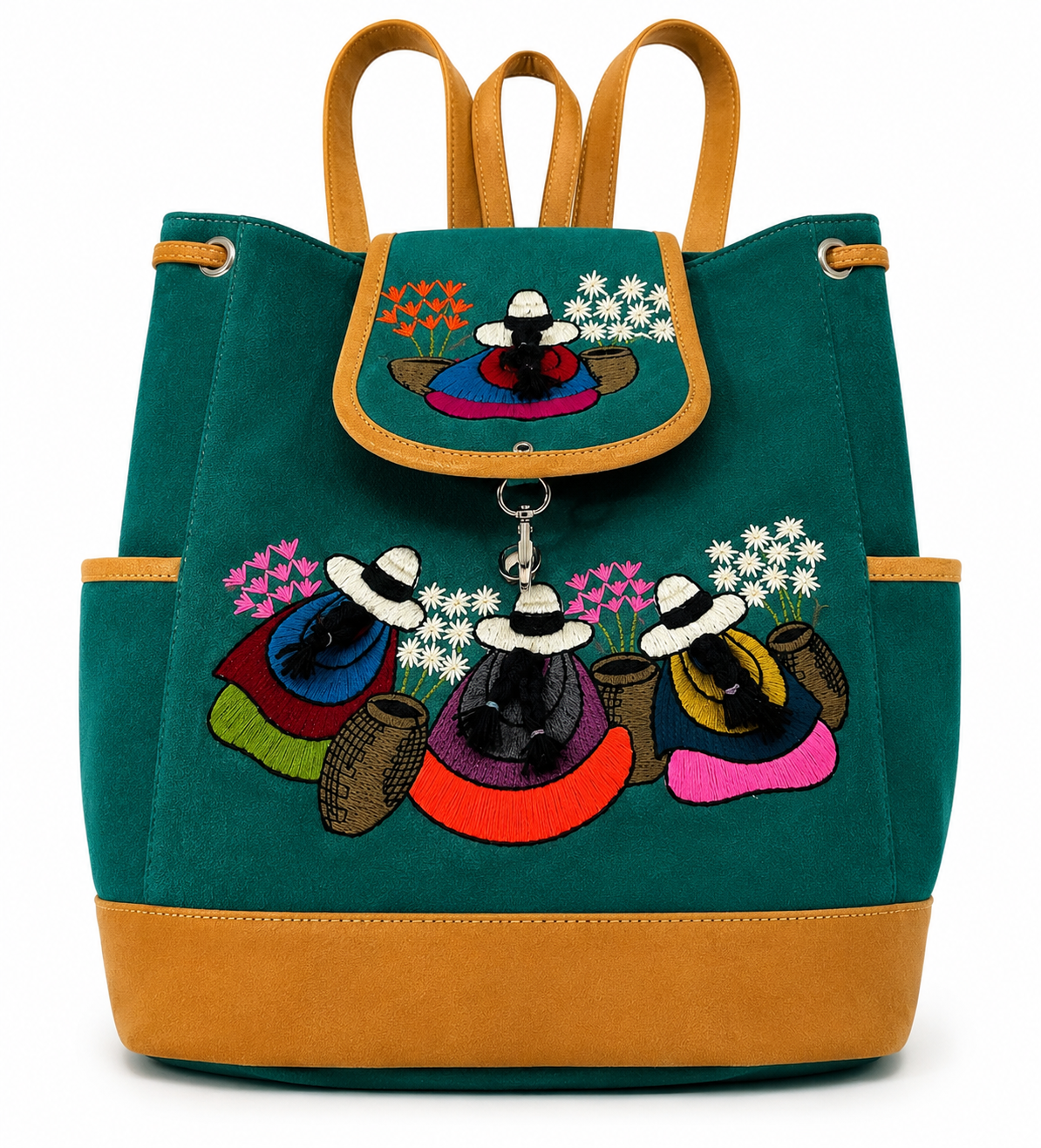 Andean Floral Embroidered Green Backpack 🌺🎒