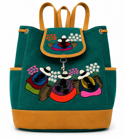 Andean Floral Embroidered Green Backpack 🌺🎒