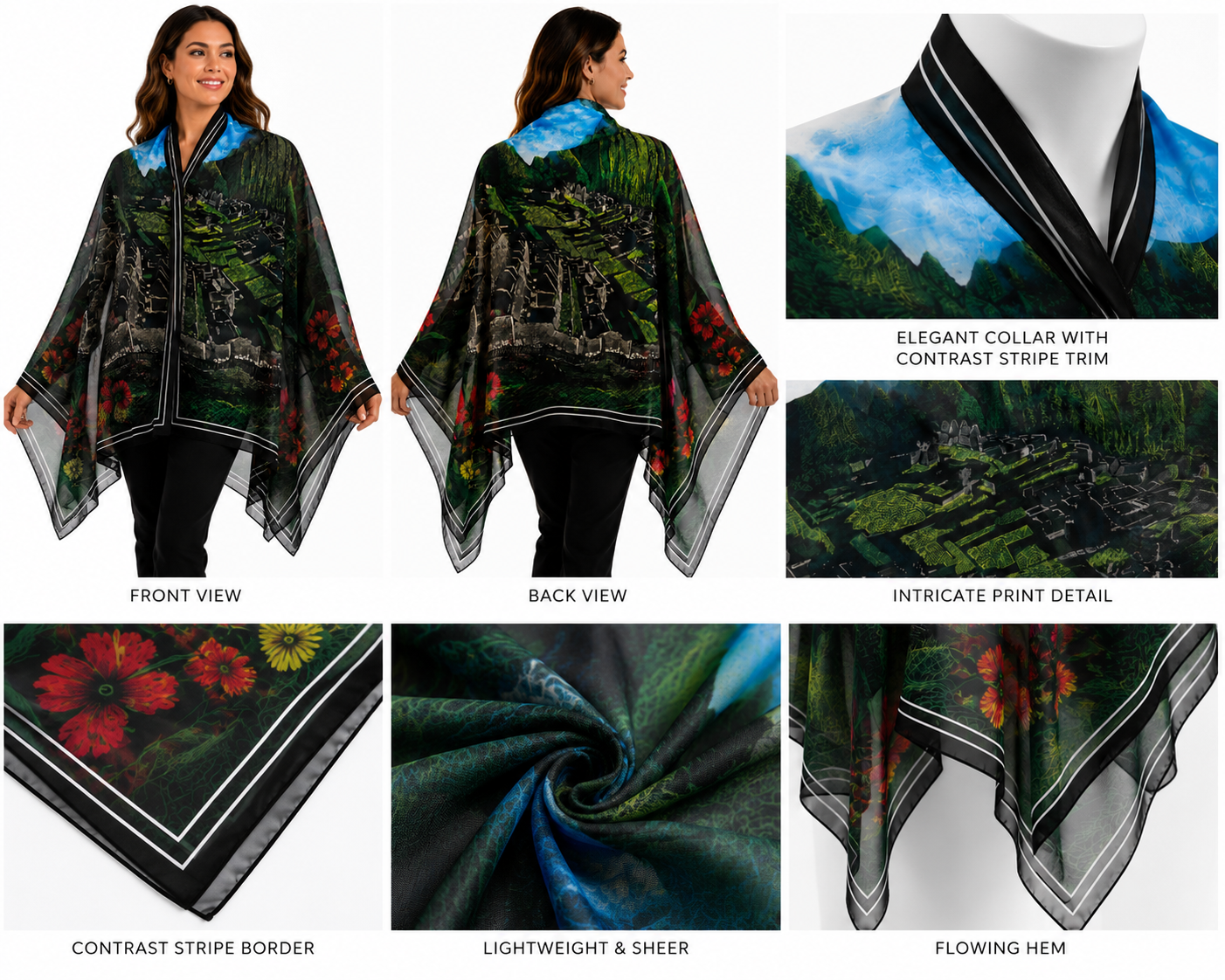 Midnight Bloom Machupicchu Silk Wrap.
