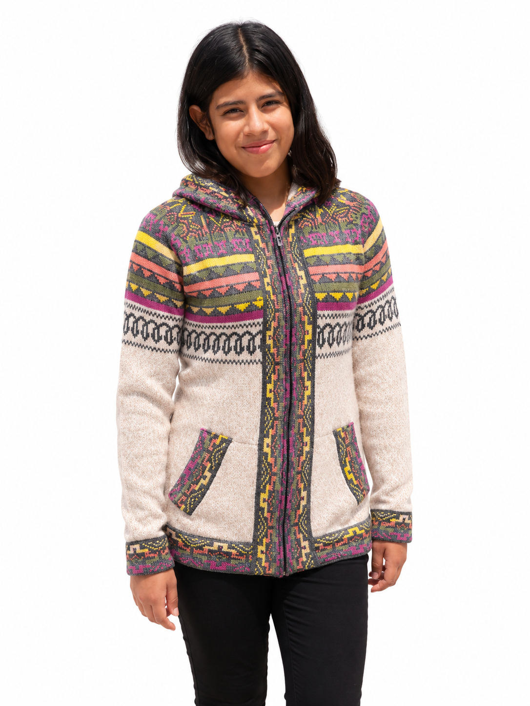 🌸 Andean Blossom Alpaca Hoodie Sweater