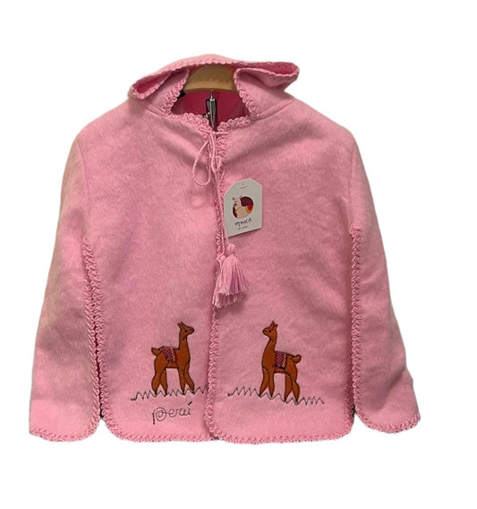 Pink children Peruvian Alpaca poncho