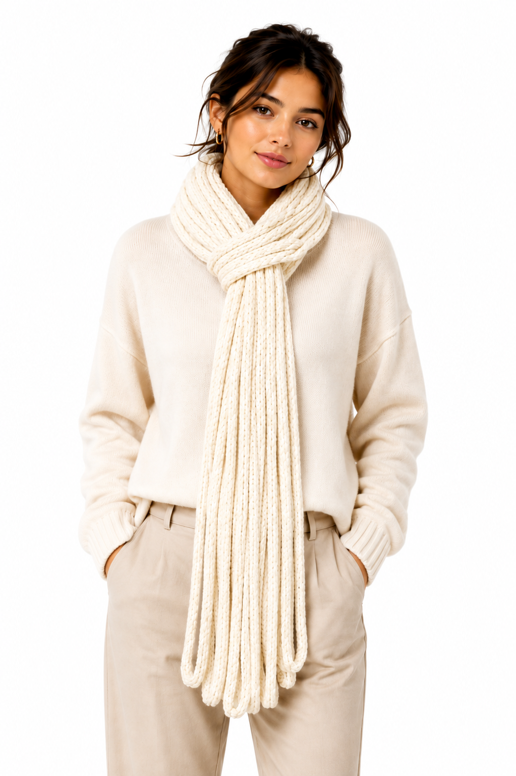 PRE-ORDER a Handmade Ivory Baby Alpaca Scarf.