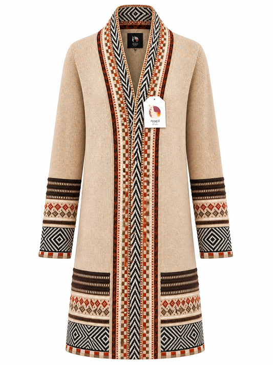 Andean Long Alpaca Cardigan – Beige
