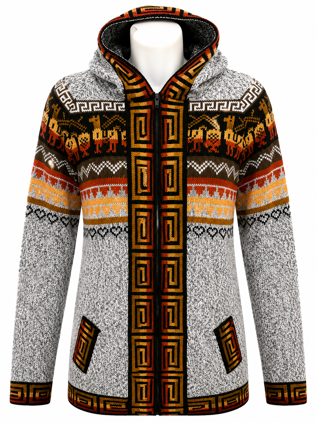 🦙 Andean Ember Alpaca Hooded Jacket Light Gray