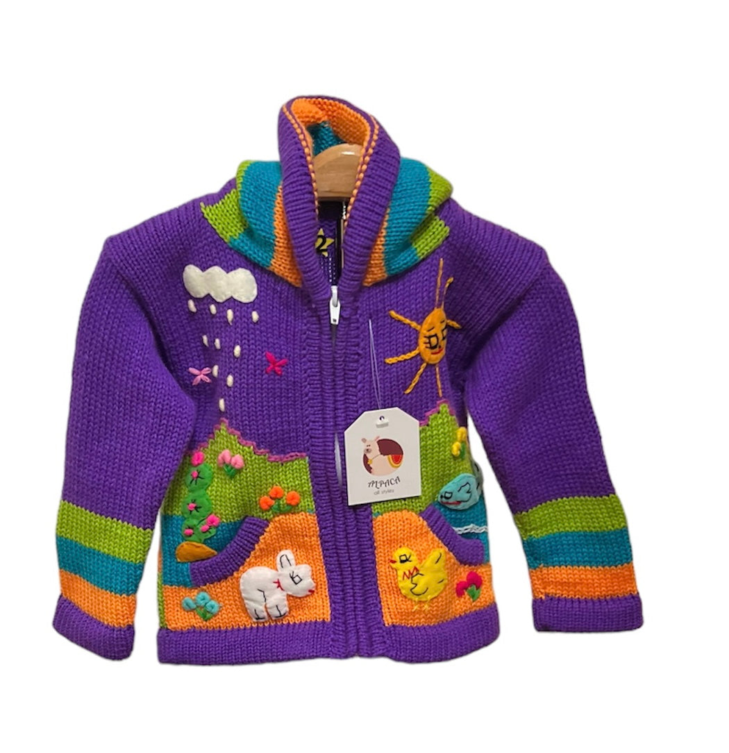 Bright purple children sweater