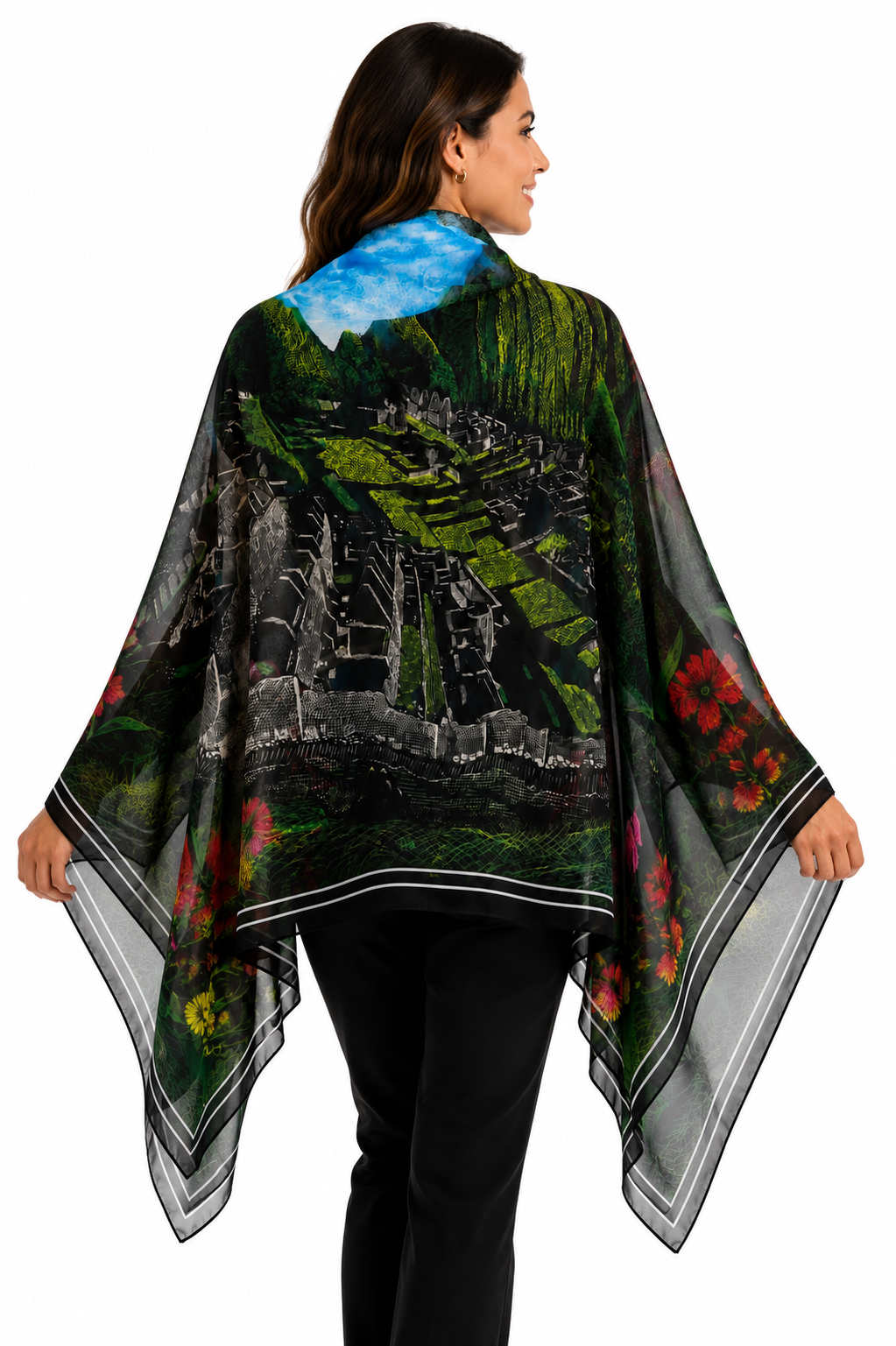 Midnight Bloom Machupicchu Silk Wrap.