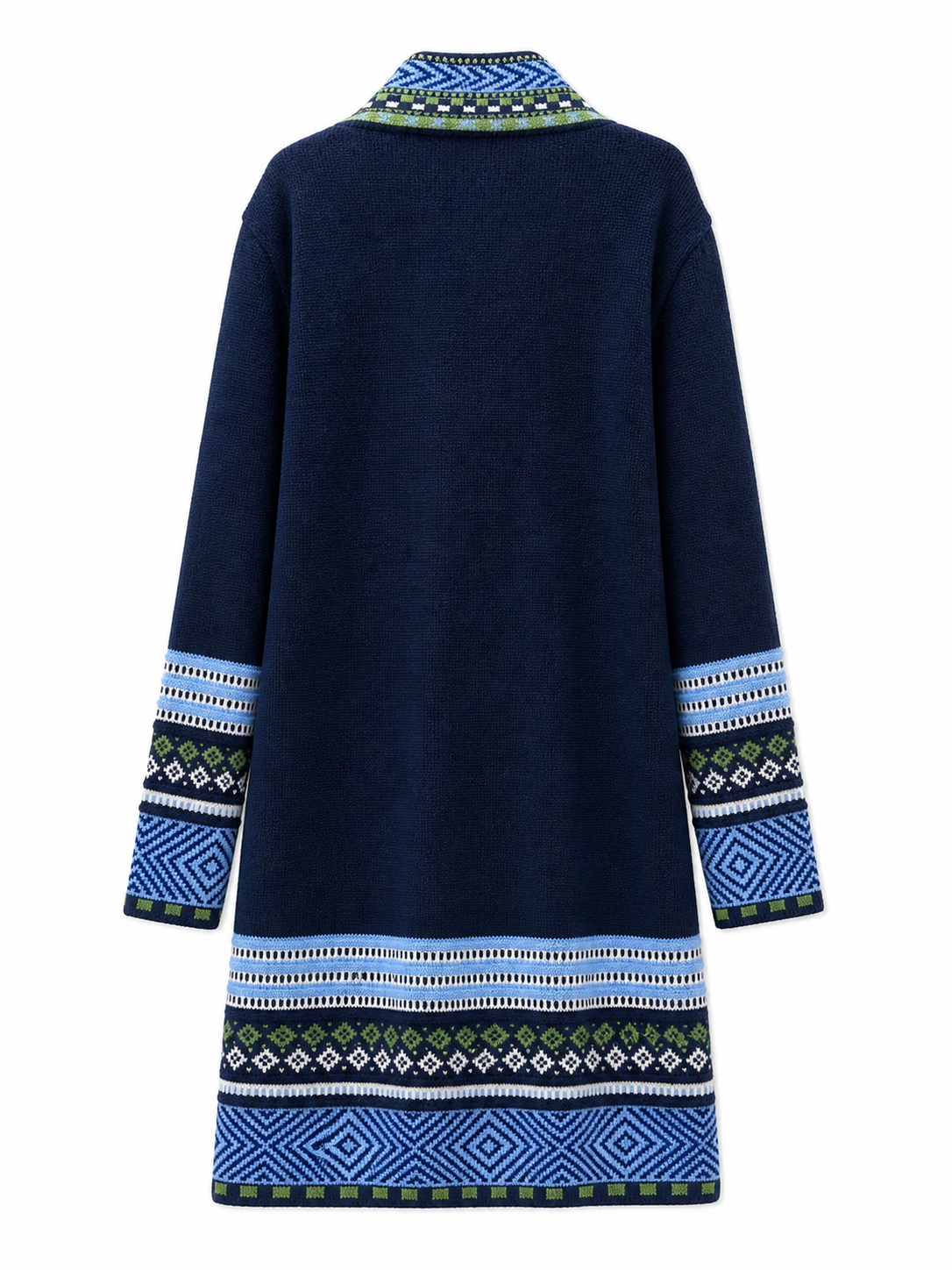 Andean Long Alpaca Cardigan – Blue