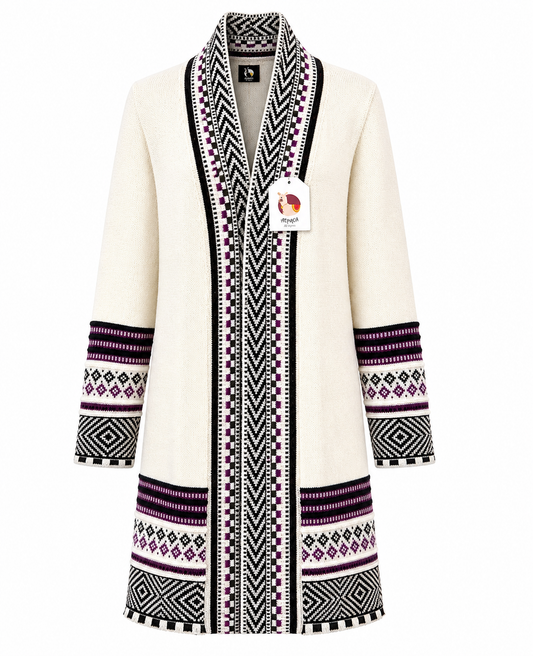 Andean Long Alpaca Cardigan – White