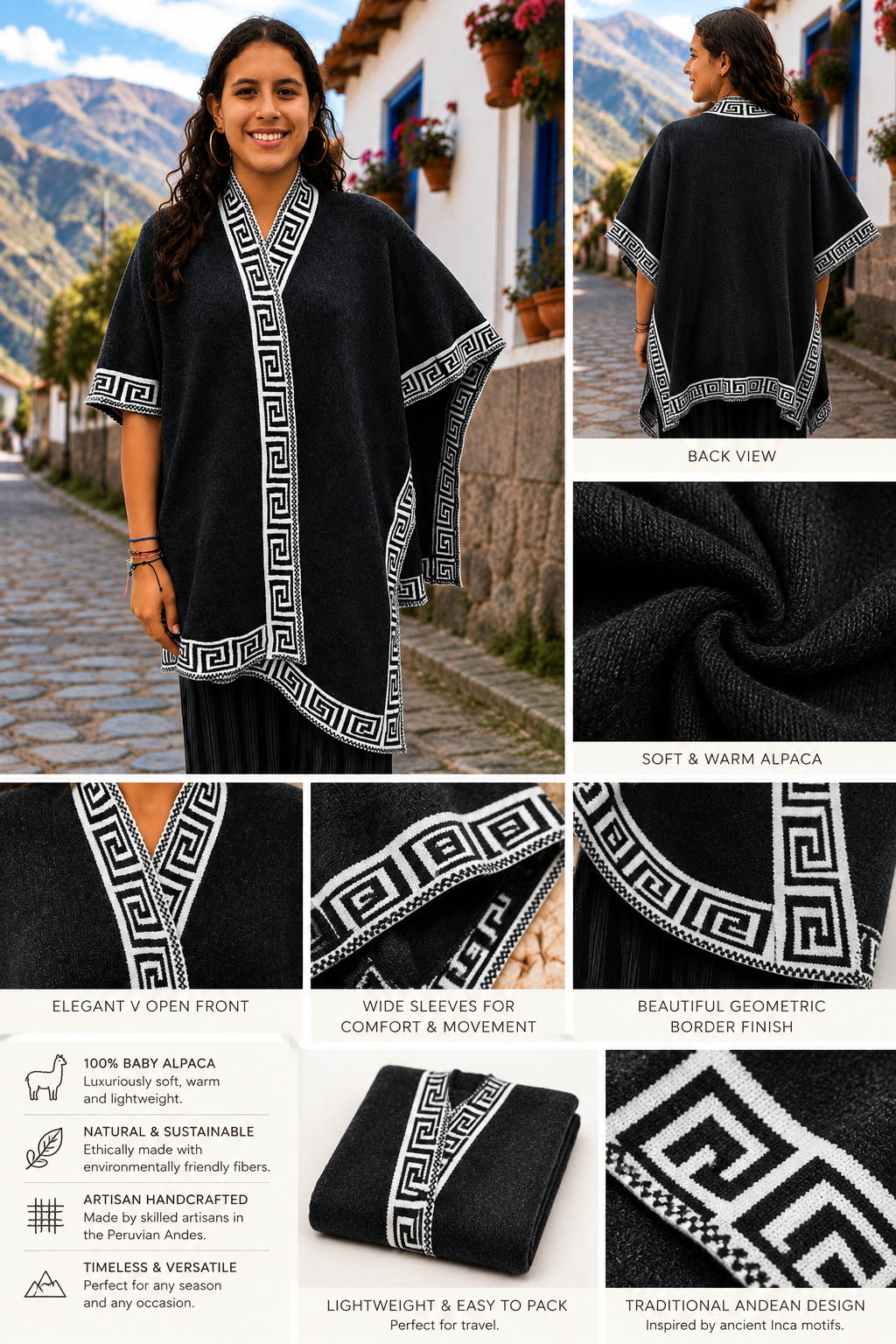 Solid Color Alpaca Capes with Irish Pattern