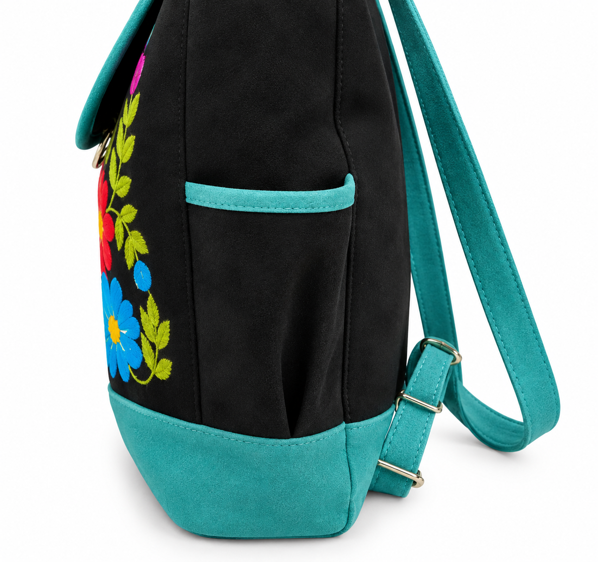 Andean Turquoise Bloom Embroidered Backpack – Made in Peru 🇵🇪