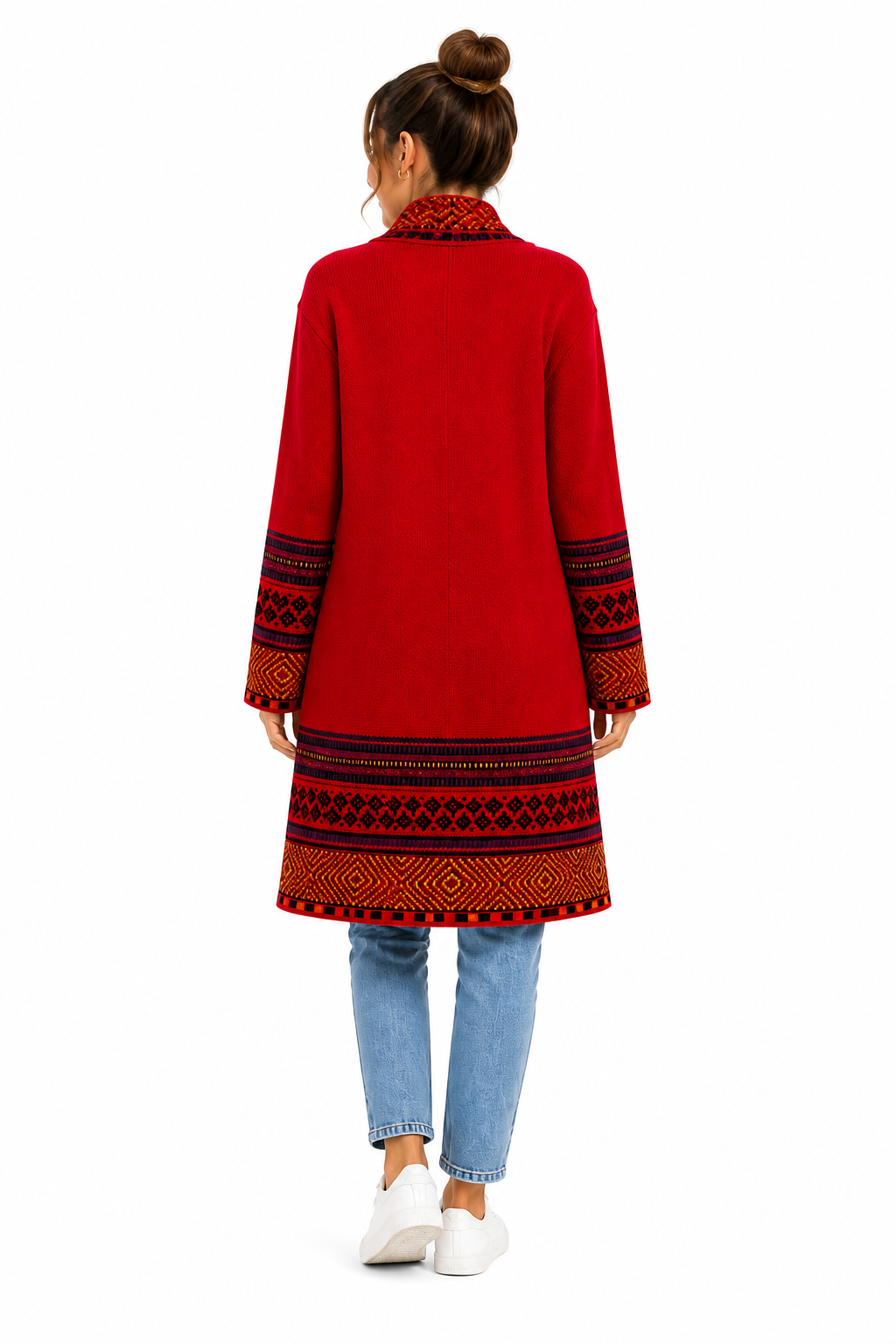 Andean Long Alpaca Cardigan Red