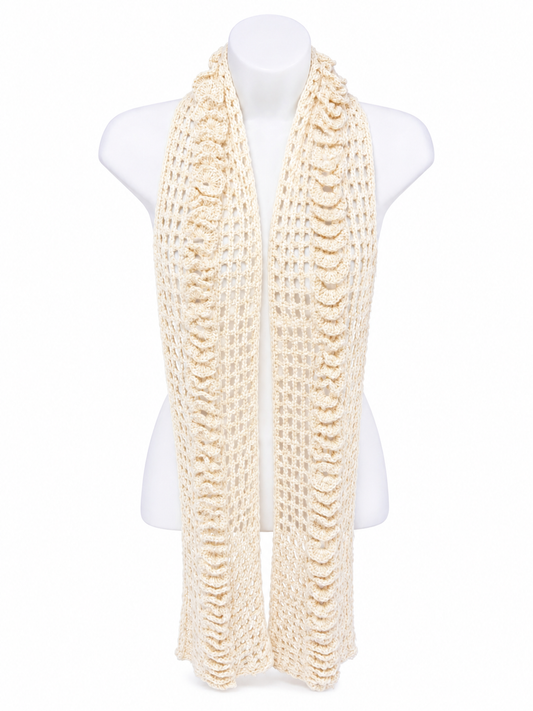 PRE-ORDER | Ivory Mist Handmade Baby Alpaca Crochet Scarf