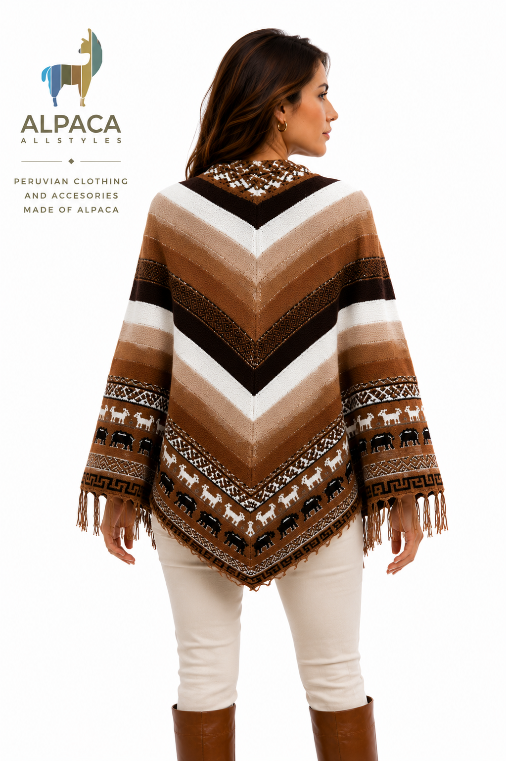 Andes Alpaca Brown Poncho