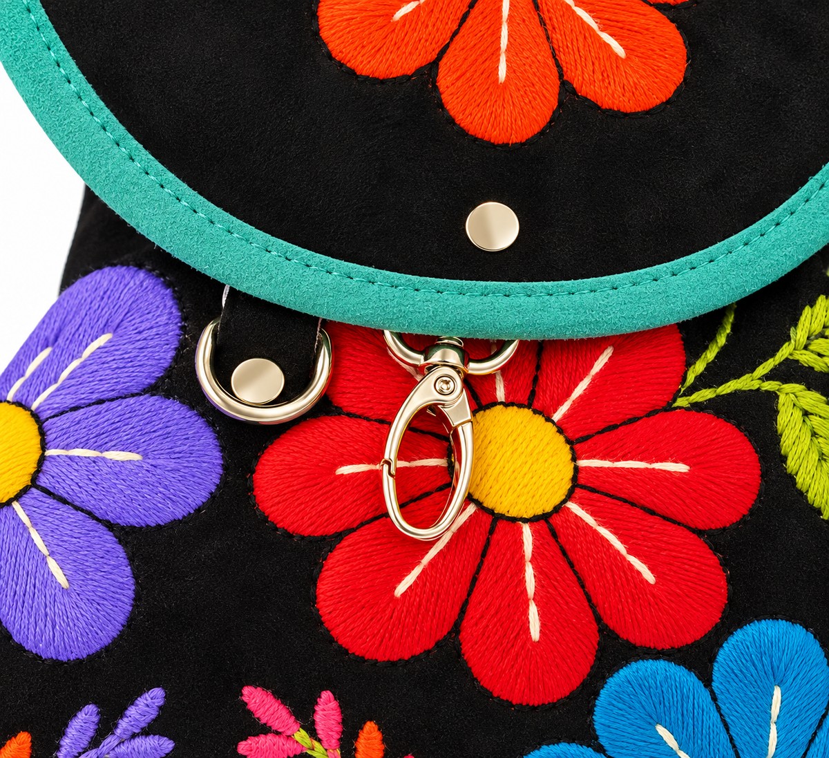 Andean Turquoise Bloom Embroidered Backpack – Made in Peru 🇵🇪