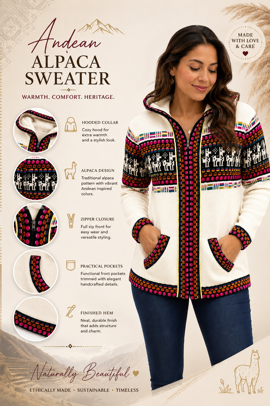 Ivory Chakra Women Alpaca Sweaters