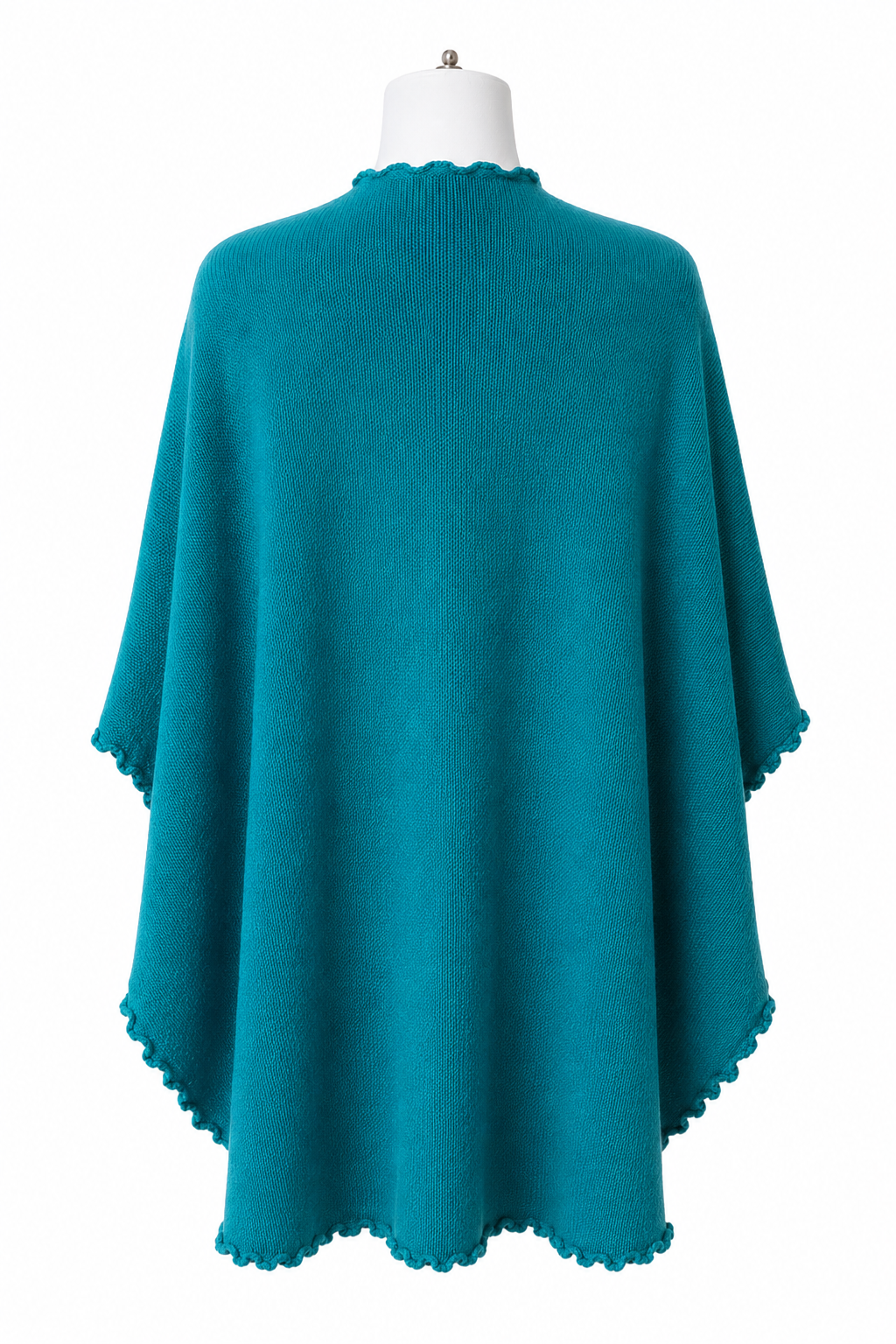 Turquoise Floral embroidery Alpaca Cape