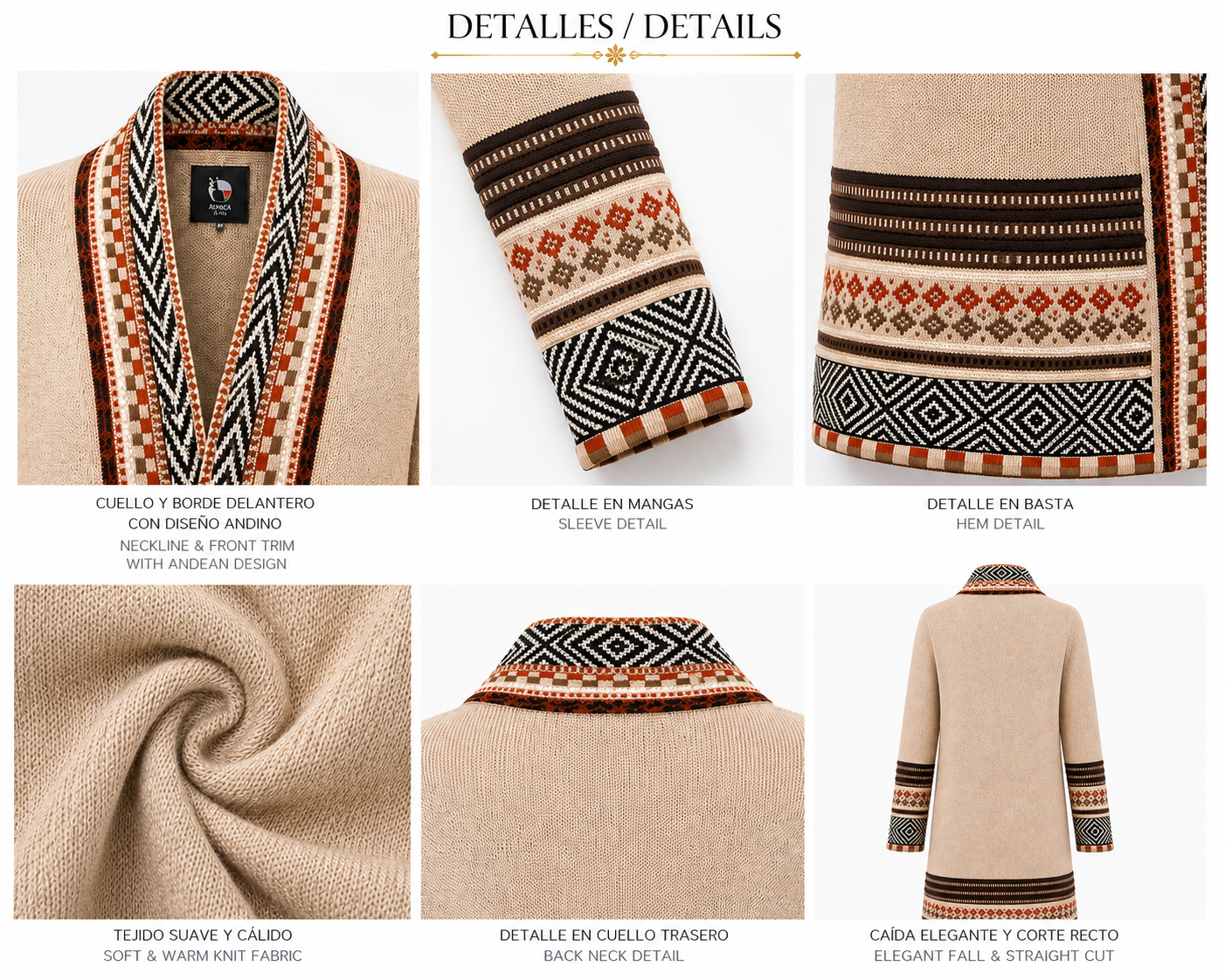 Andean Long Alpaca Cardigan – Beige