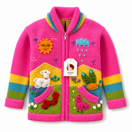 🌈Andean Adventure Kids Hoodie - Bright Pink