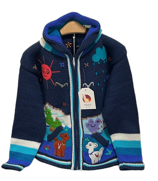 Blue children designed sweater