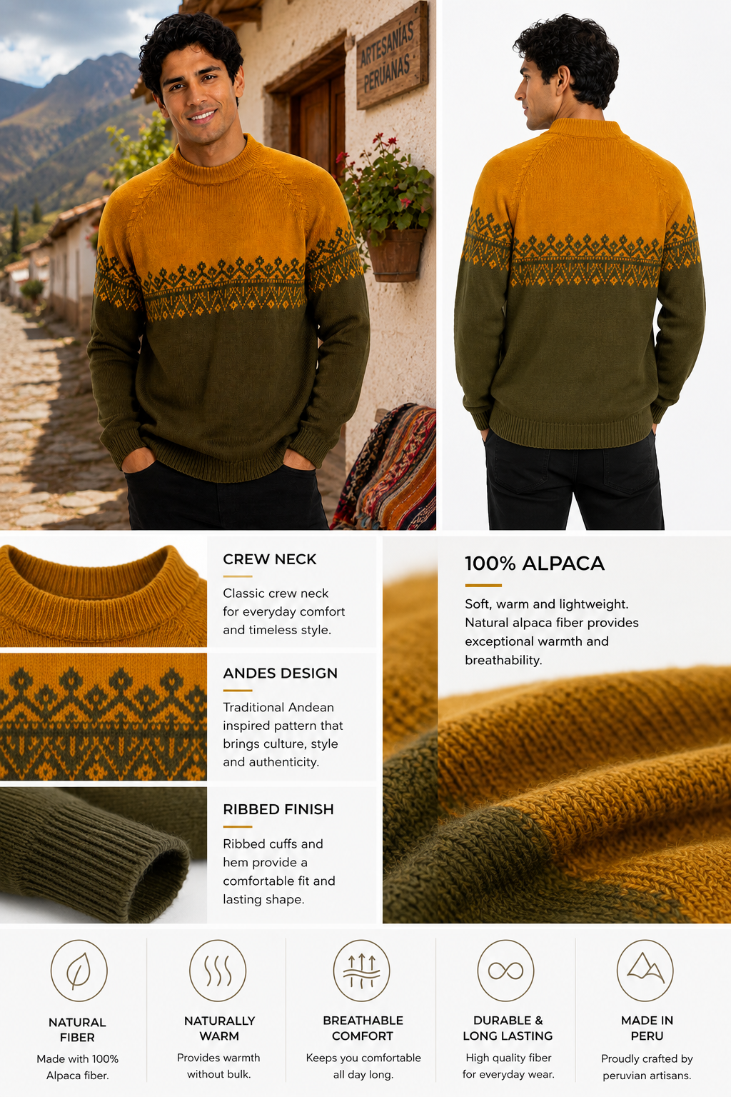Golden Andes Men’s Alpaca Sweater