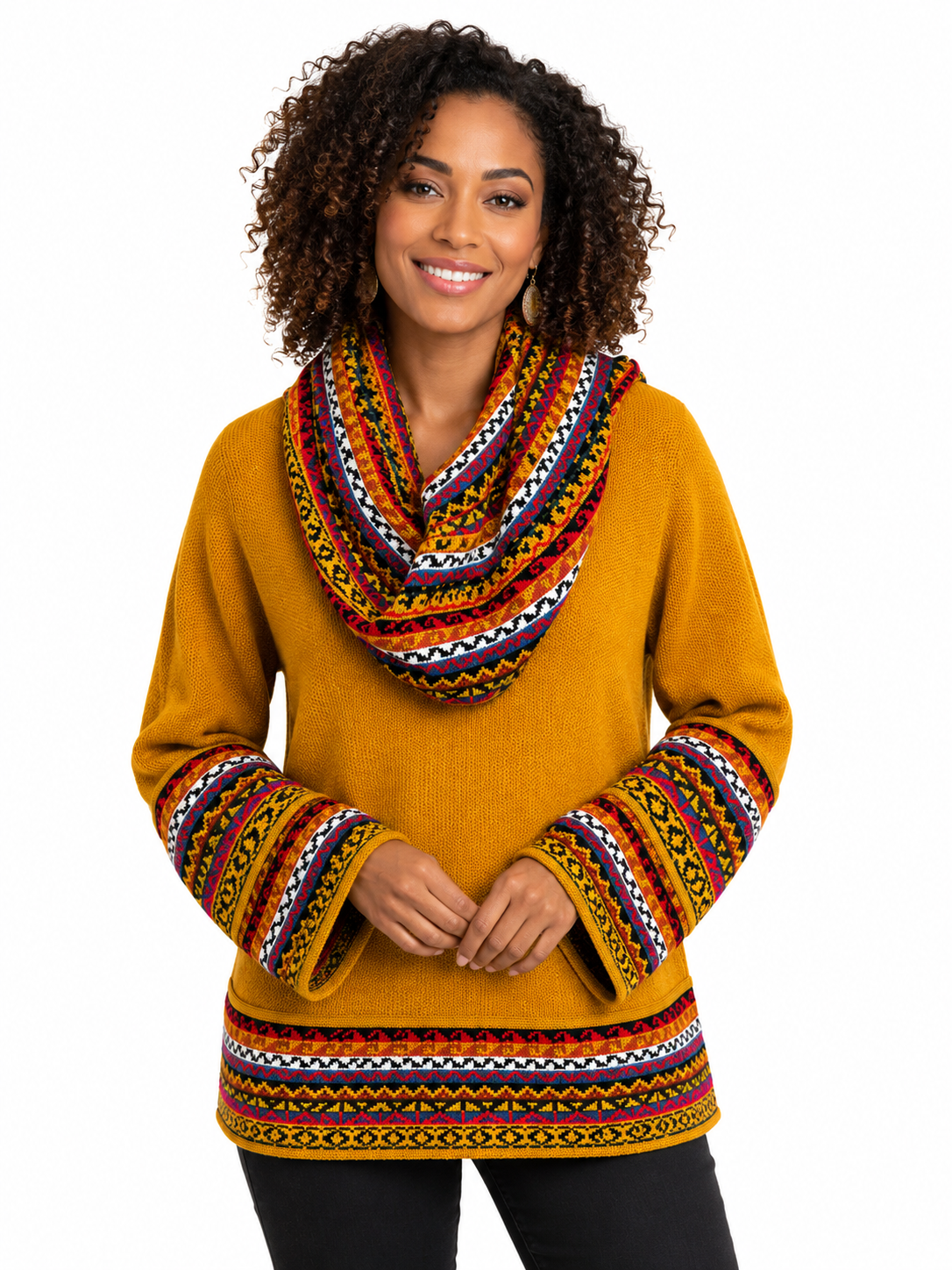 Alpaca Cowl Neck Sweater – Mustard Gold