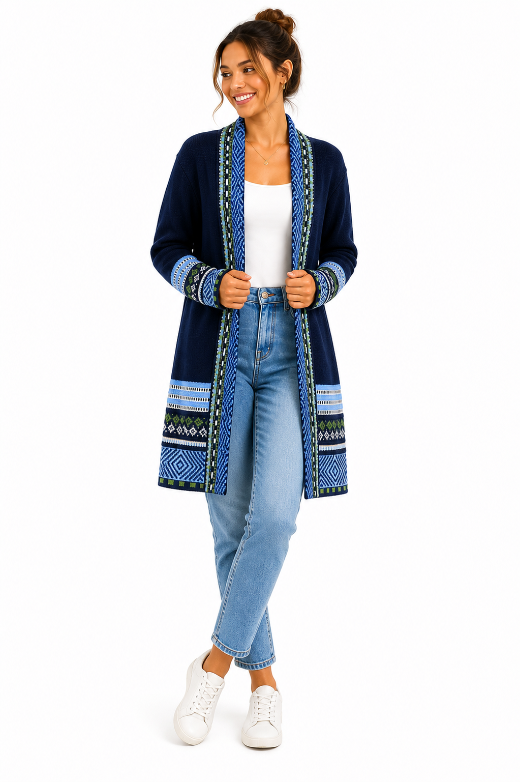 Andean Long Alpaca Cardigan – Blue