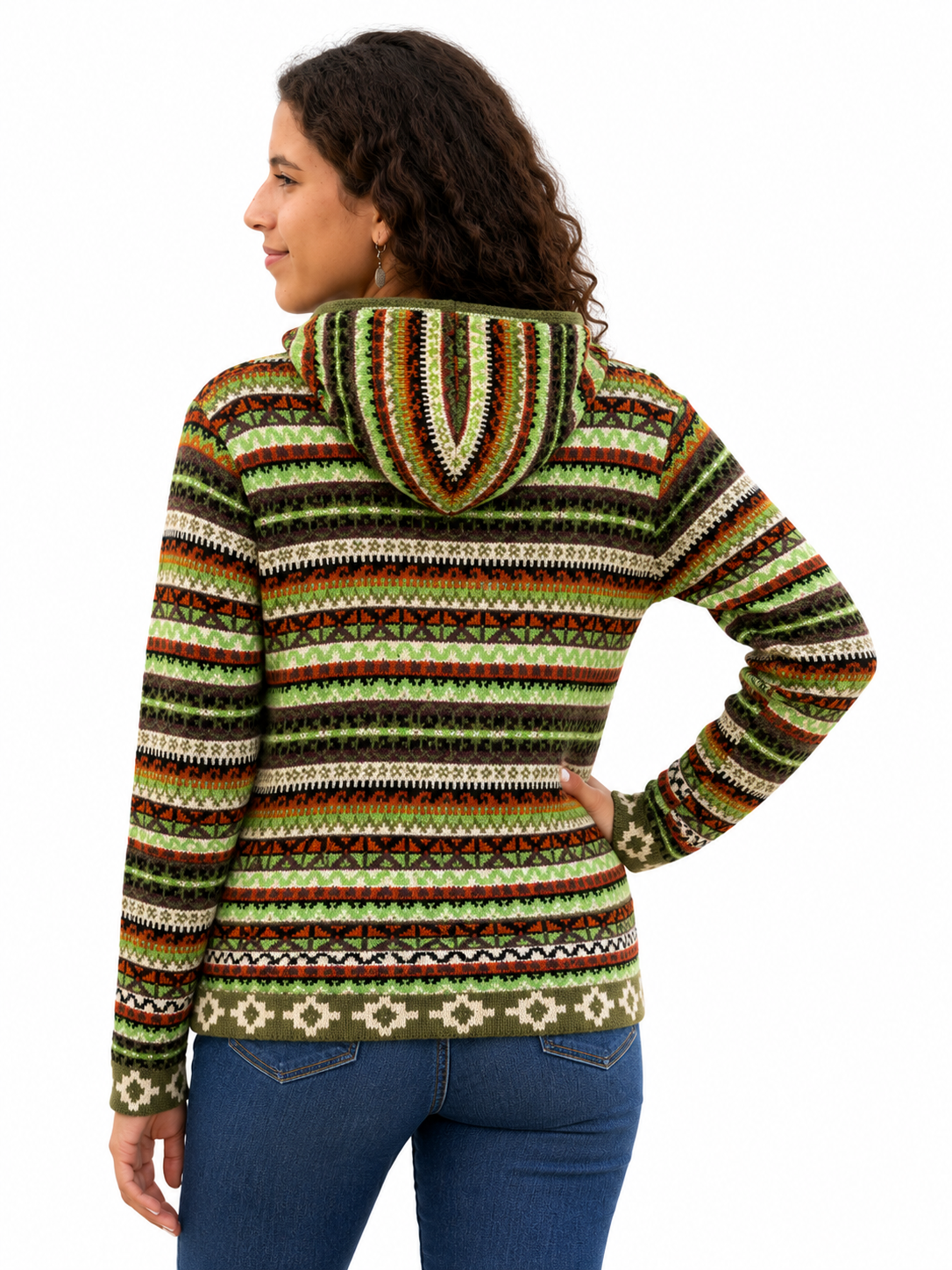 Andean Forest Green Alpaca Hoodie Sweater