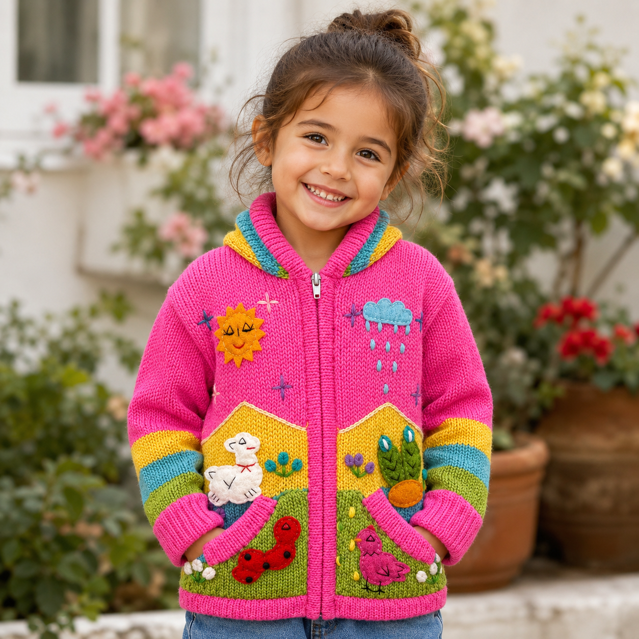 🌈Andean Adventure Kids Hoodie - Bright Pink