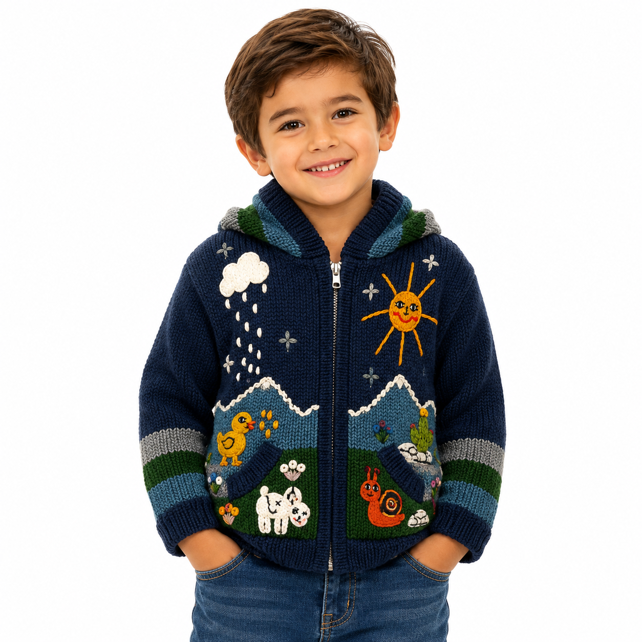 🌈Andean Adventure Kids Hoodie - Blue- Green