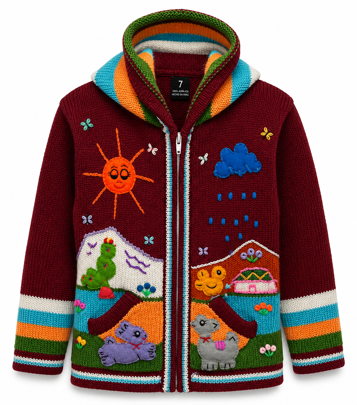 Andean Adventure Kids Hoodie - Cherry