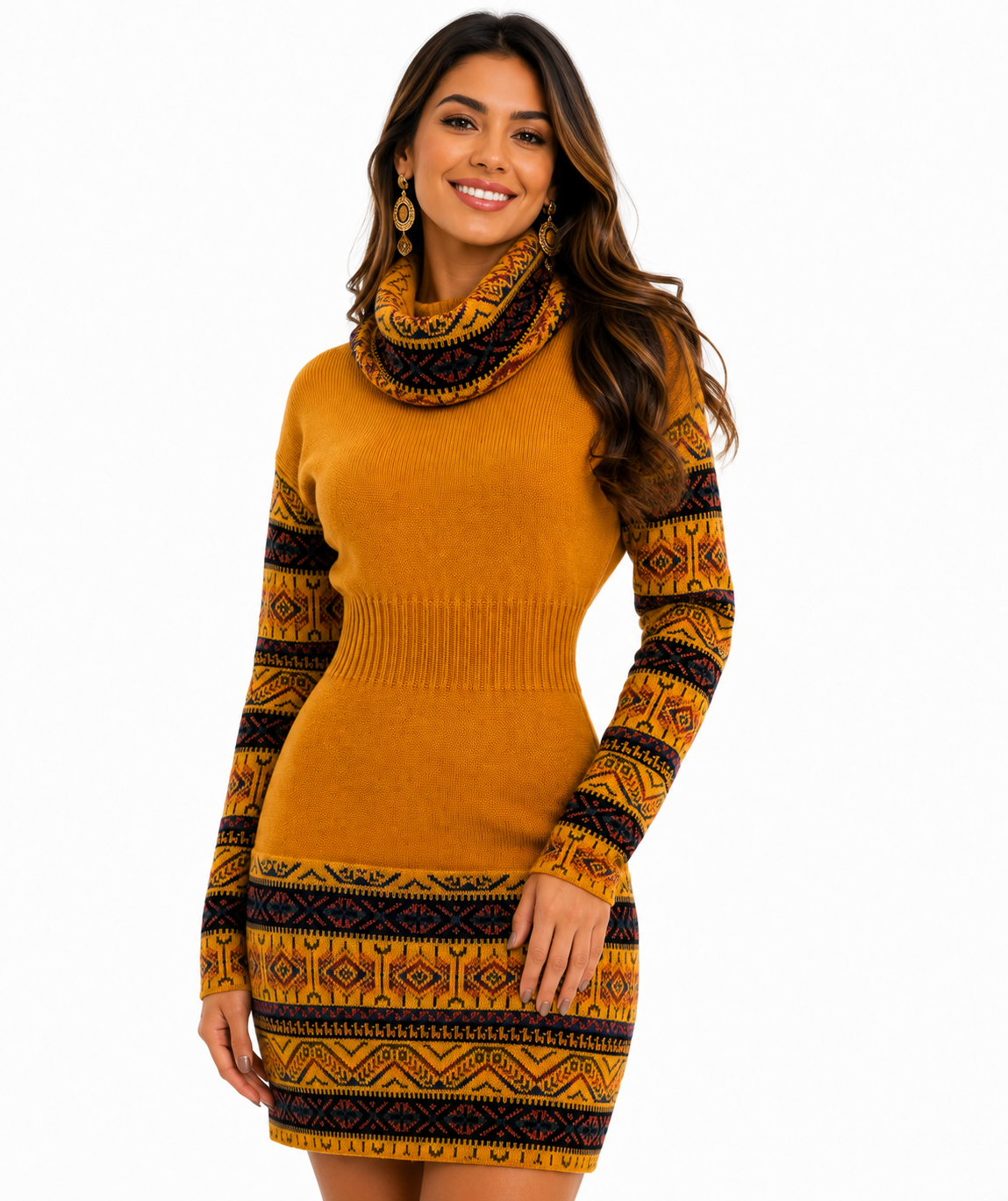 Yellow Mostaza Alpaca Women’s Designed Dress