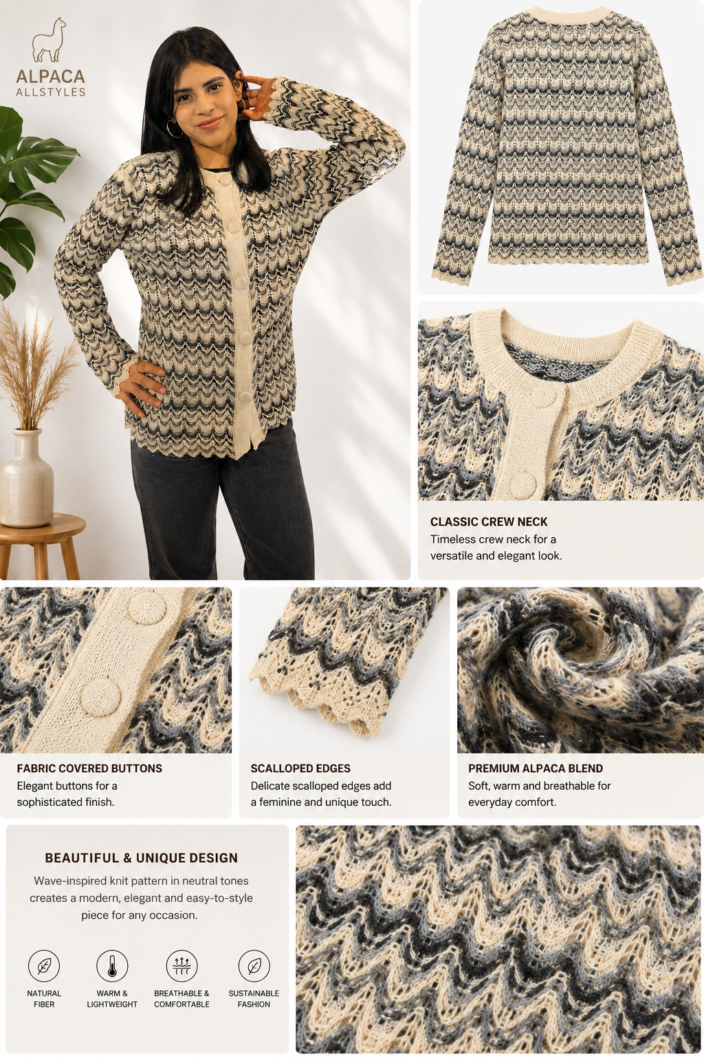 Luna Marfil Alpaca Cardigan