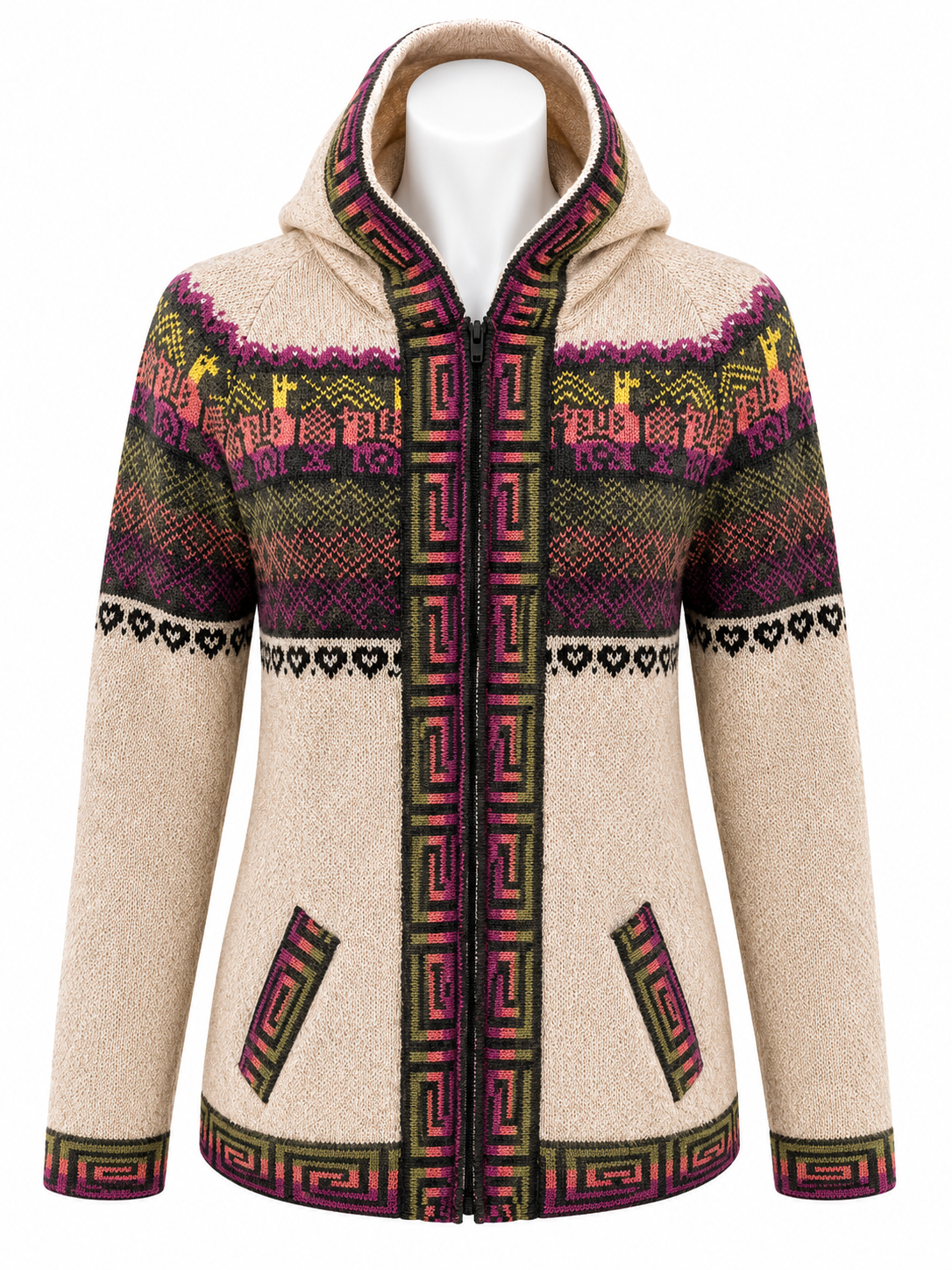 Andean Rose Alpaca Hooded Sweater