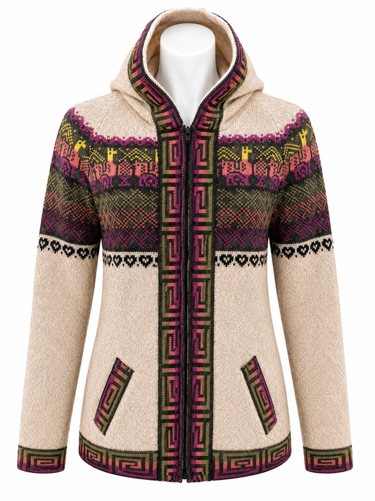 Andean Rose Alpaca Hooded Sweater