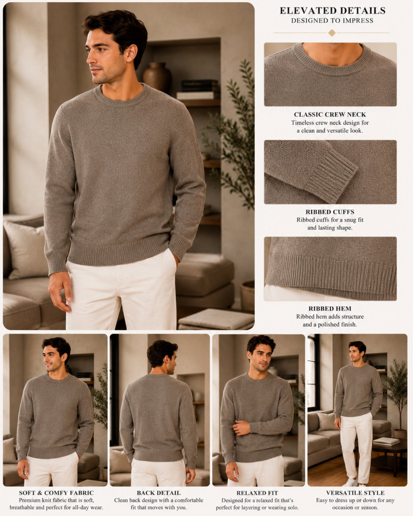 Men’s sandstone alpaca sweater