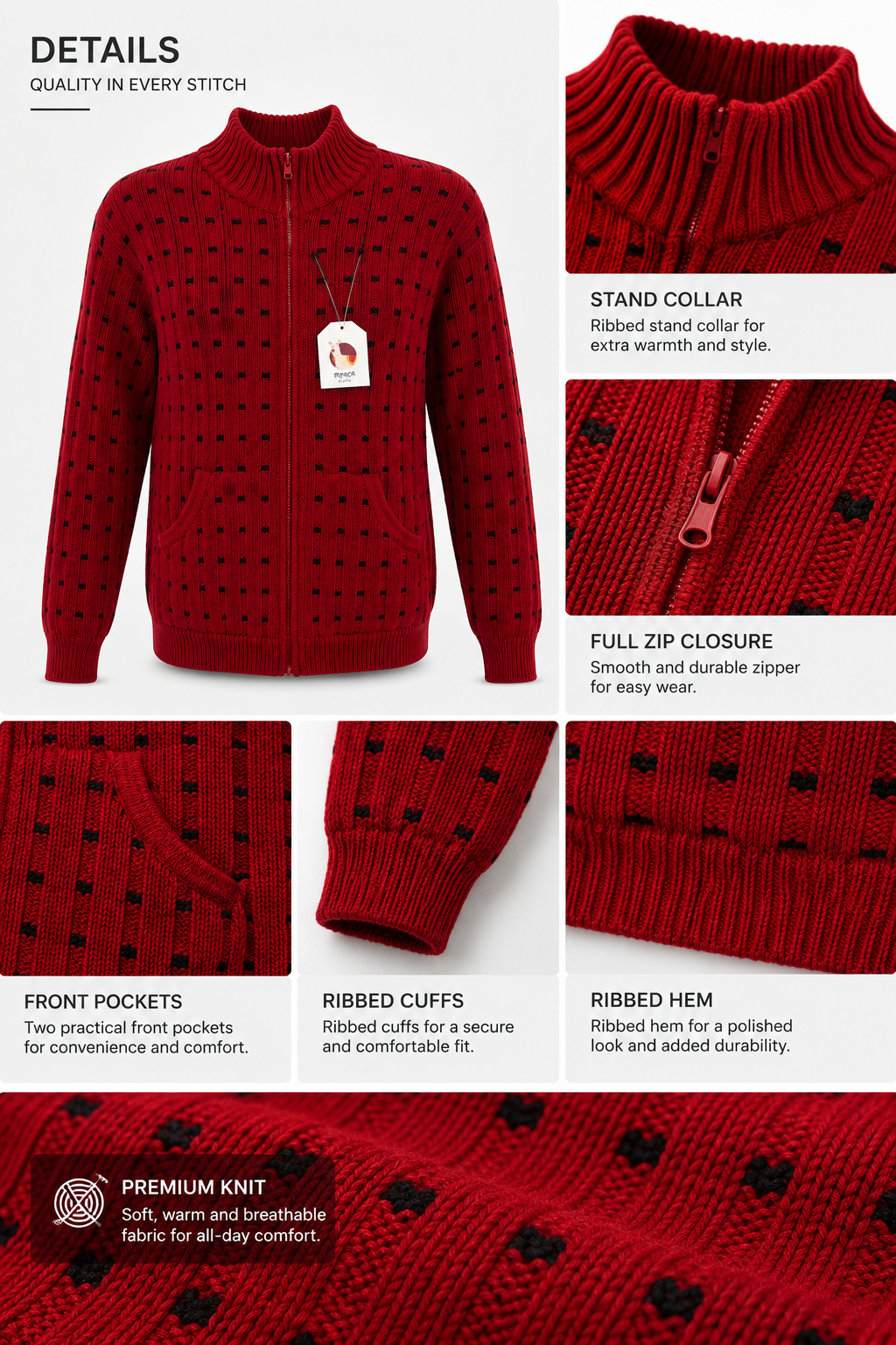 Men’s Crimson Andes Alpaca Cardigan