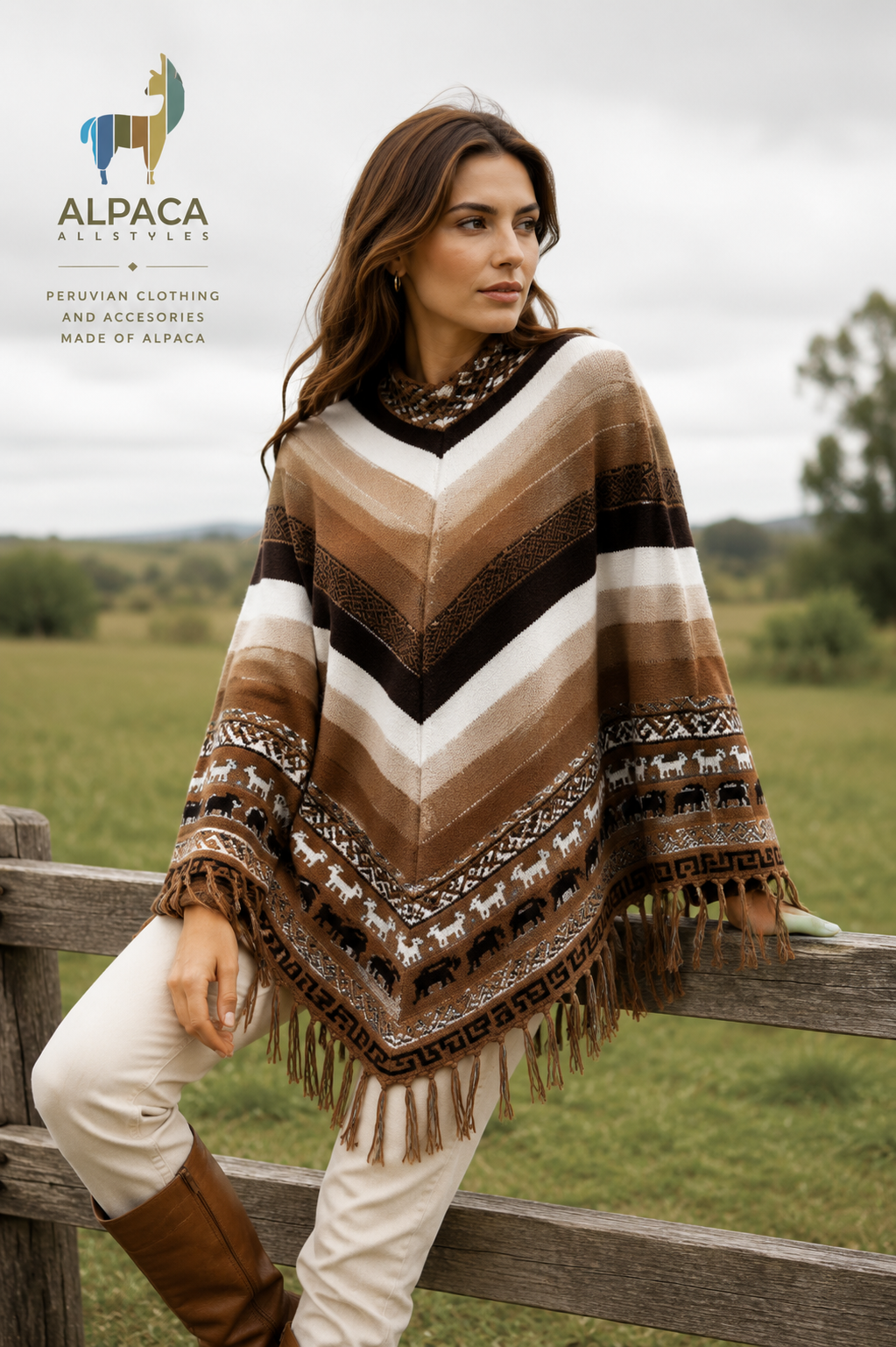 Andes Alpaca Brown Poncho