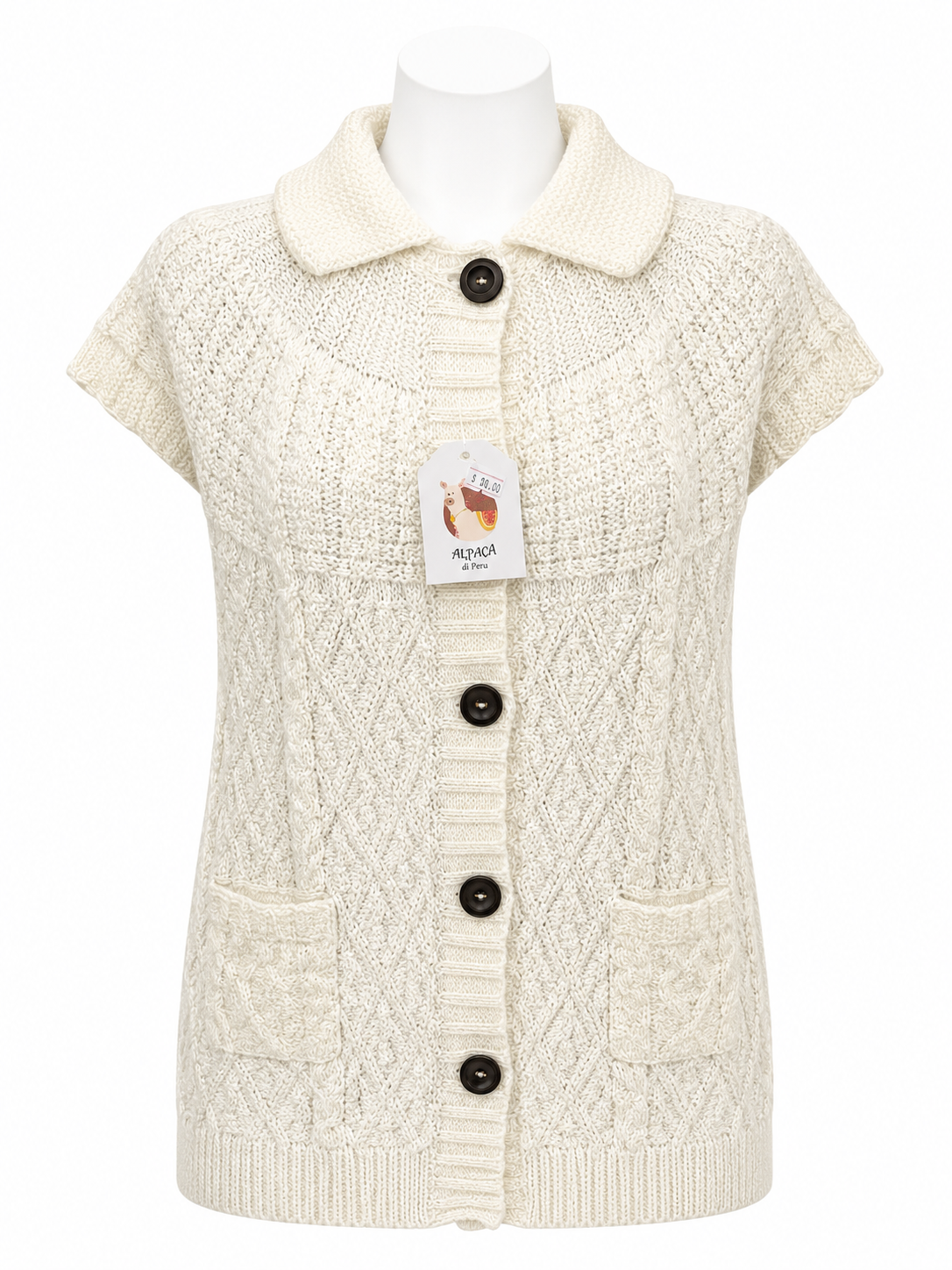 Ivory Elegance Alpaca Cable Knit Women’s Vest