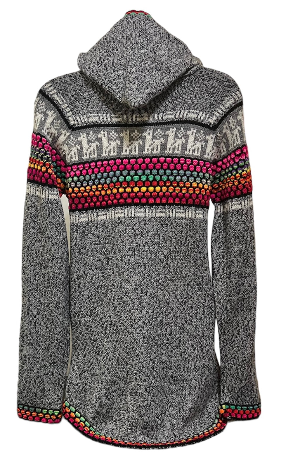 Light gray pink rainbow alpaca sweater
