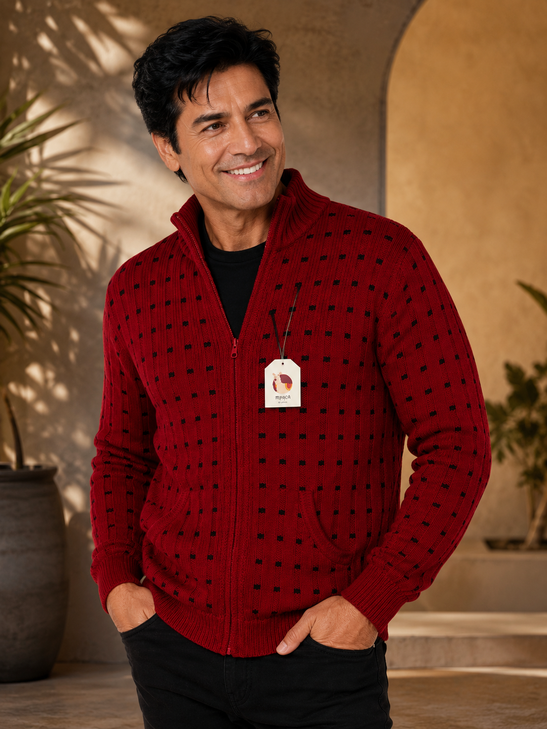 Men’s Crimson Andes Alpaca Cardigan