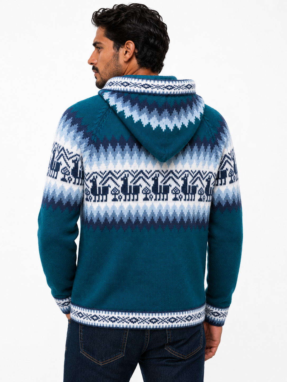 Men’s Andean Alpaca Hoodie Sweater Emerald