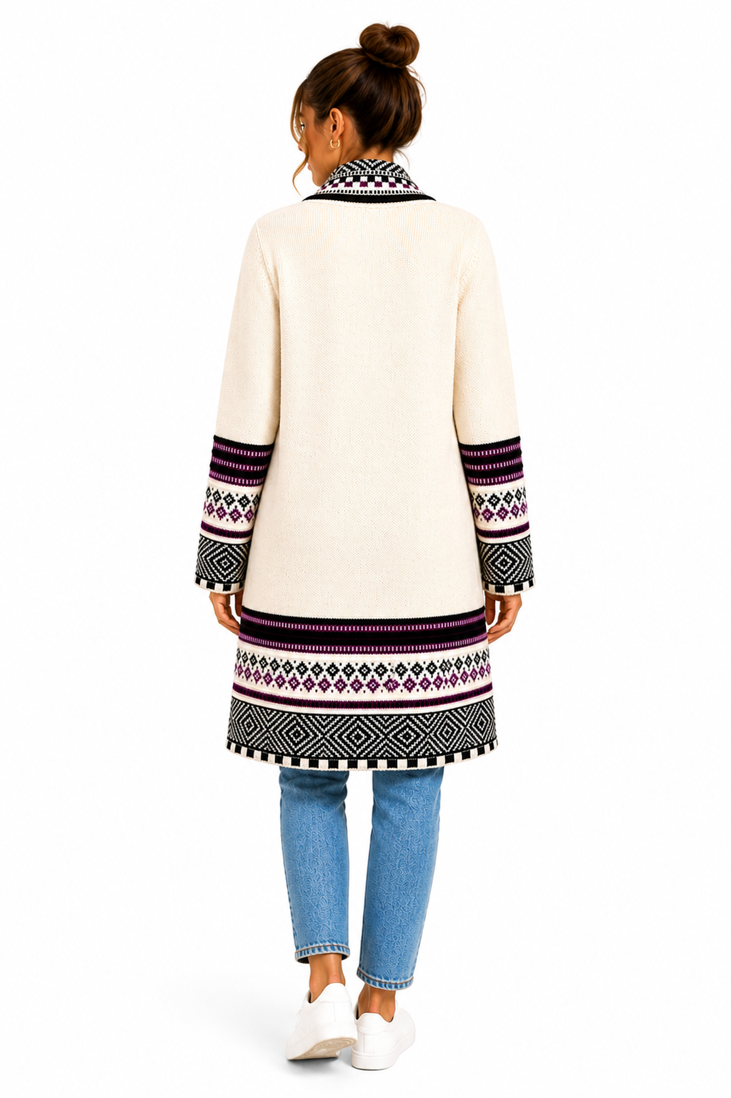 Andean Long Alpaca Cardigan – White