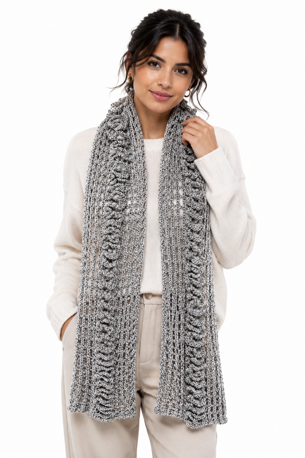 PRE-ORDER | Gray Mist Handmade Baby Alpaca Crochet Scarf
