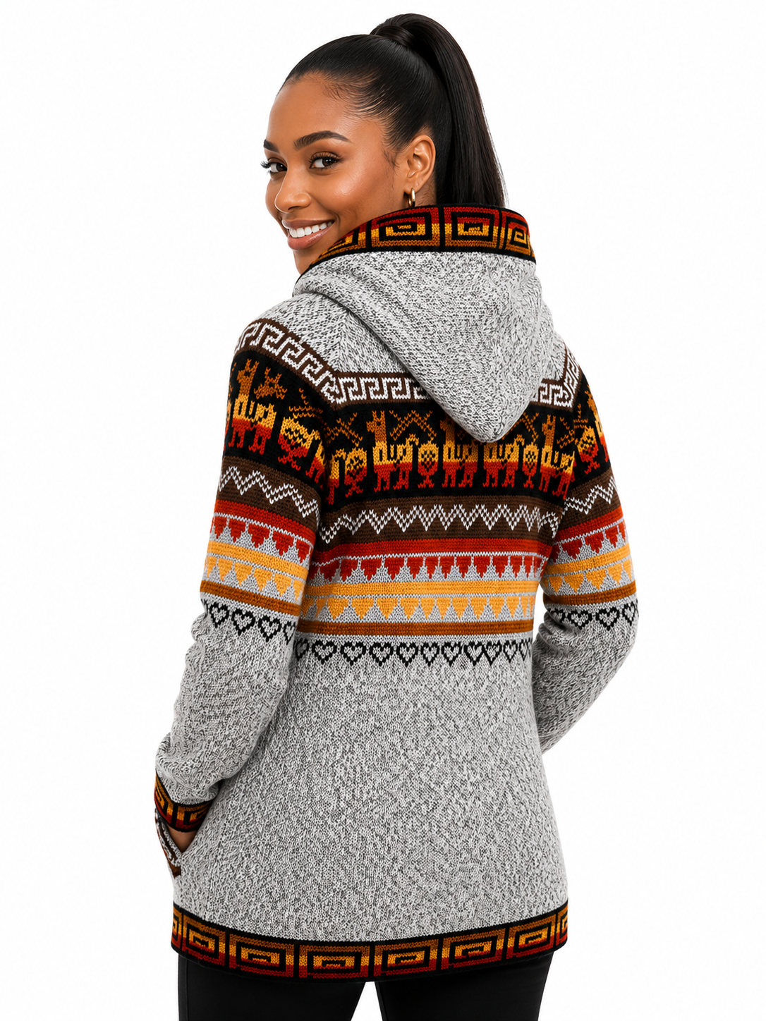🦙 Andean Ember Alpaca Hooded Jacket Light Gray