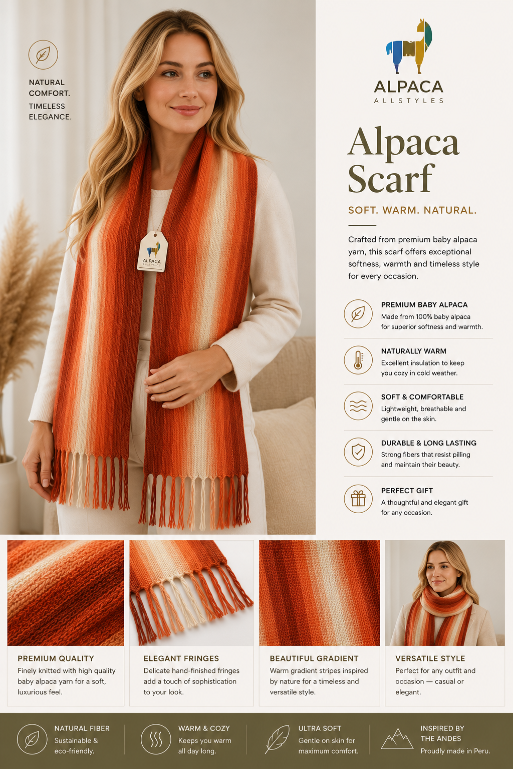 Sunrise Glow Alpaca Scarf