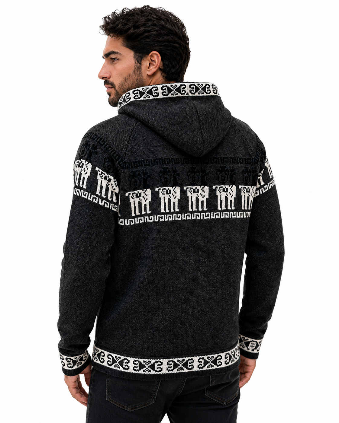 Men’s Andean Alpaca Hoodie Sweater- Dark Gray
