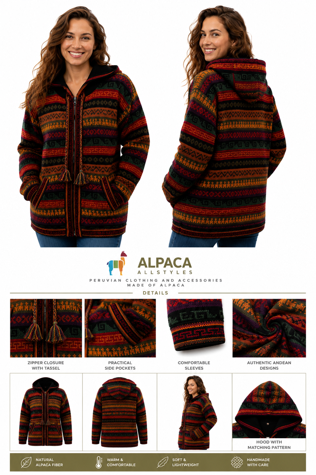 Andean Heritage Alpaca Hooded Jacket