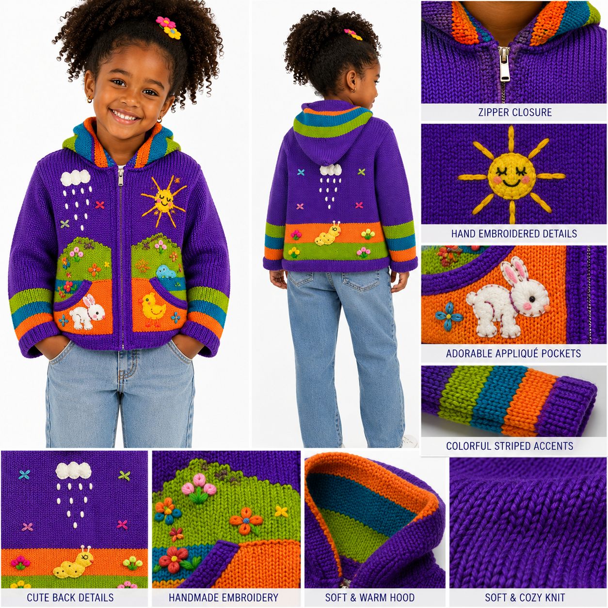 🌈 Andean Adventure Kids Hoodie - Purple